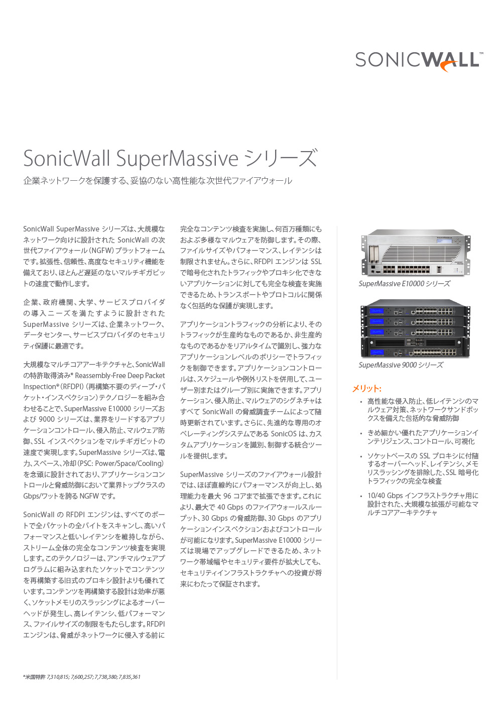 SonicWall SuperMassive シリーズ データシート